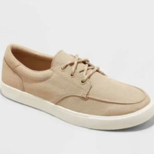 Goodfellow Tan Canvas Sneakers New W/Tags Grid, Boat Shoes, Lace Up Mens Sz. 11M